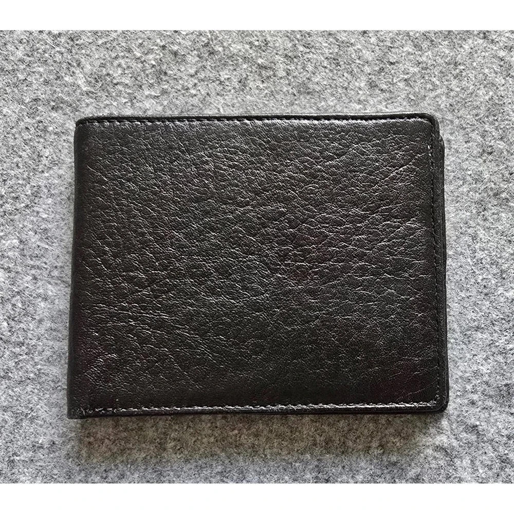 NWT Vintage Wilson's Lesther Textured Men's Classic Bifold Wallet in black